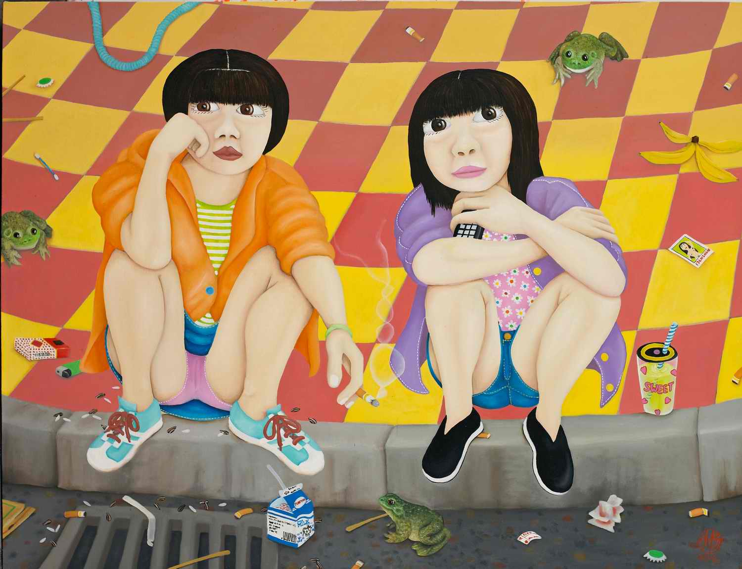 女孩和青蛙 140x170cm  2010 布面油画