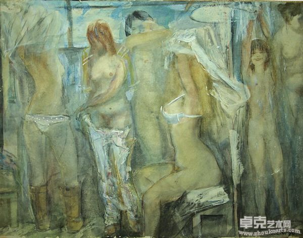 NOR-009-U-洗澡日A Bath Day-36x48cm纸板水彩Watercolor on Paperboard1990_resize