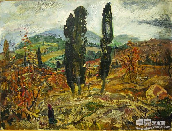 NOR-013-U-克里木的风景Landscape of Krym50x39cm画板油画Oil on Board1989_resize