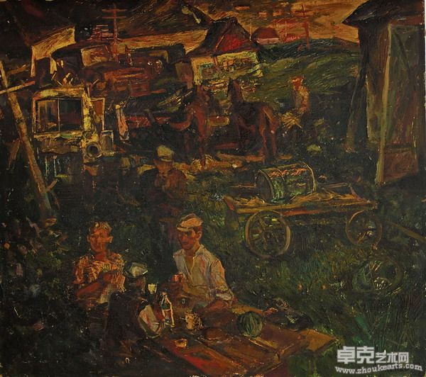 NOR-021-U-我的铁匠爷爷Grandpa the Blacksmith45x50cm画板油画Oil on Board1983_resize