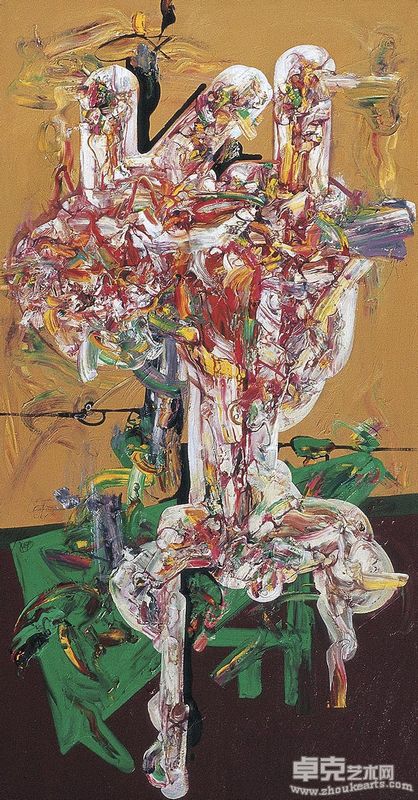 1994-异化的空间-同体-1  油彩、亚麻布  120X60cm  1994  江海