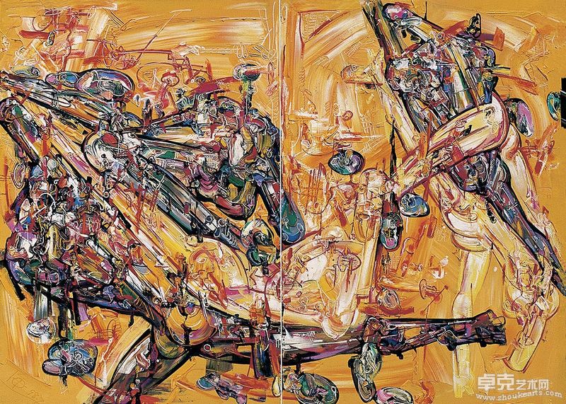 1998-都市结构-没土  油彩、亚麻布  250X180cm  1998  江海