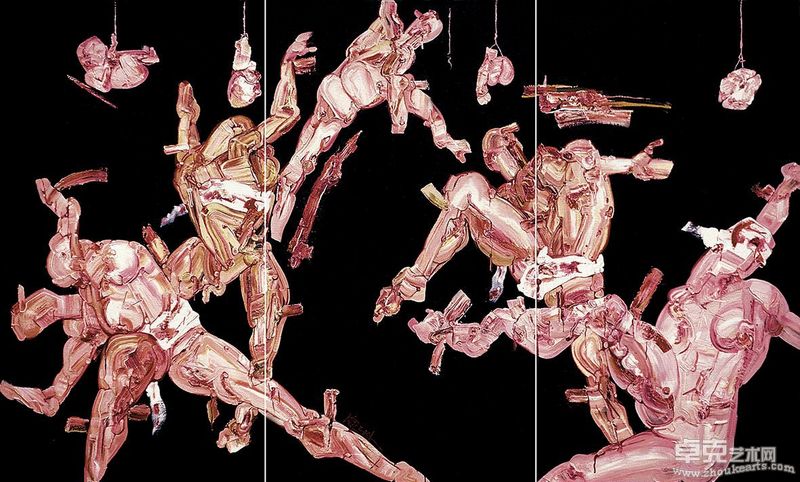 2001-游戏-饵  油彩、丙烯、亚麻布   300X180cm  2001  江海