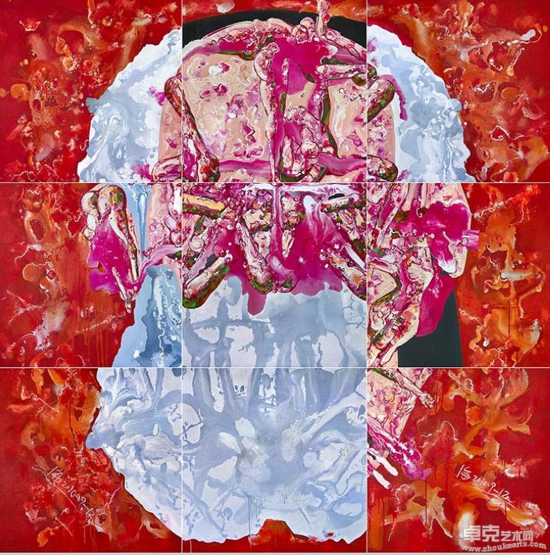 2010-变异的乌托邦-1  5.9的原型  油画色  丙烯色  亚麻布  300X300cm  2010  江海