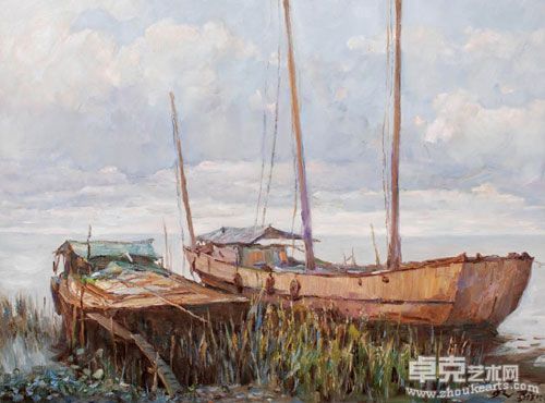 太湖渔船 80×60cm 布面油画 2008年