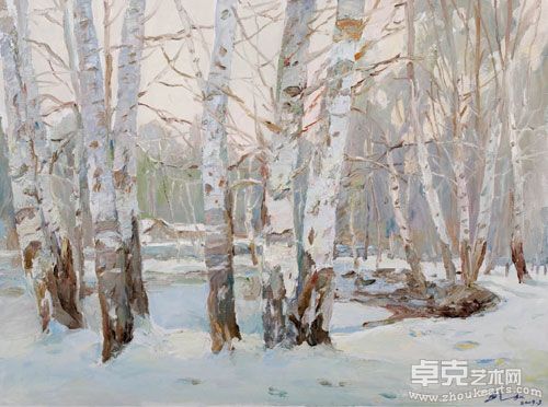 阿勒泰的白桦林 80×60cm 布面油画 2009年