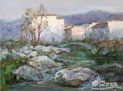 夕阳中的民居-2 80×60cm 布面油画 2009年