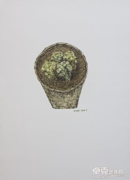 康妮《植物》2010年3#.58.1X42.2cm.纸上油画
