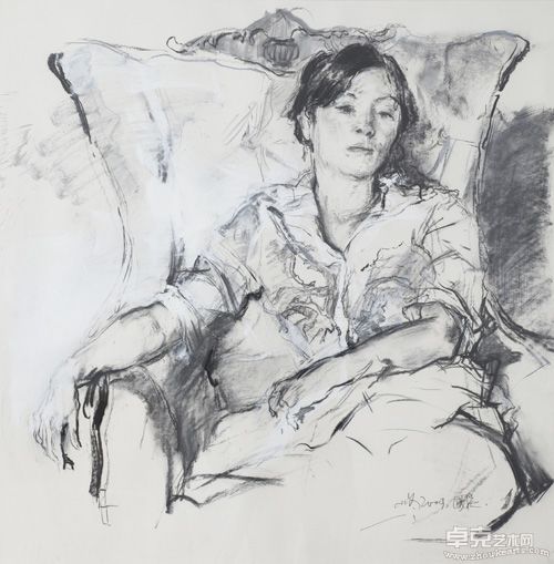 崔小冬-素描《肖像》 纸上素描 120×120cm 2009