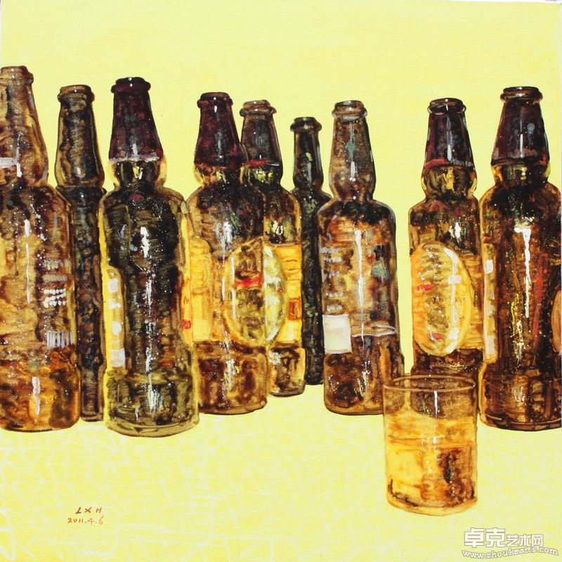 酒瓶NO11。70乘70cm。布面油画