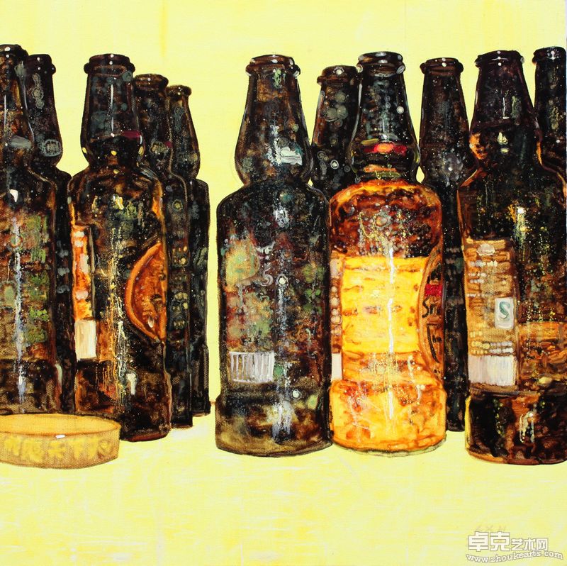 酒瓶NO12。70乘70cm。布面油画