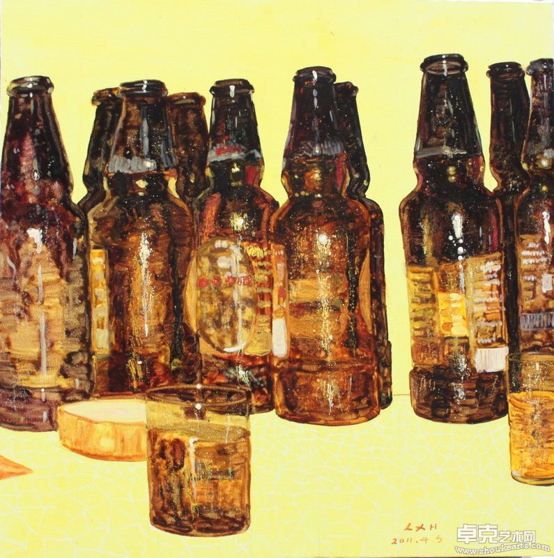 酒瓶NO14。70乘70cm。布面油画