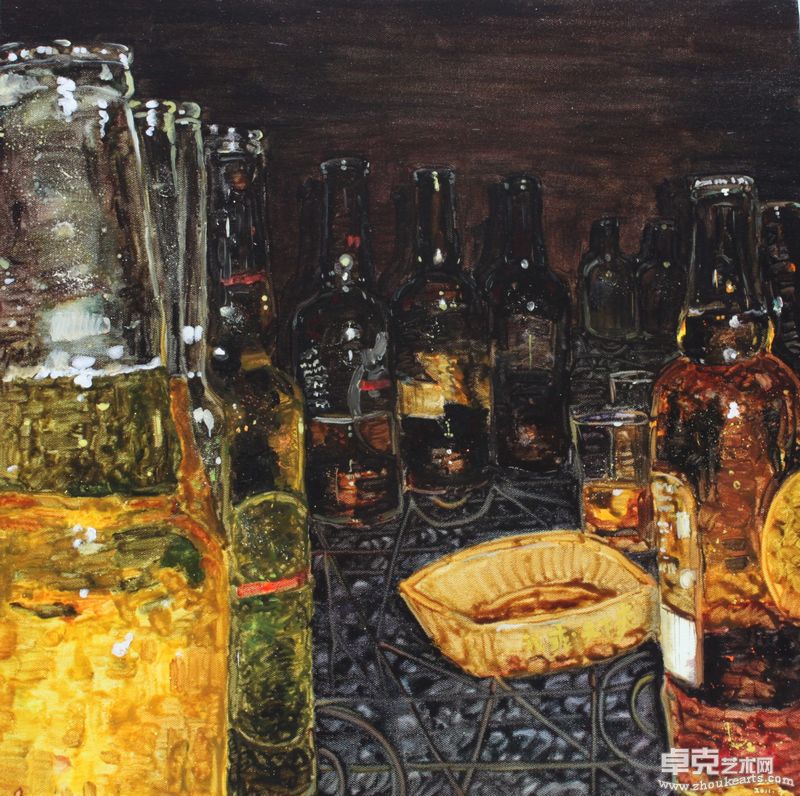 酒瓶NO.7。70乘70cm。布面油画