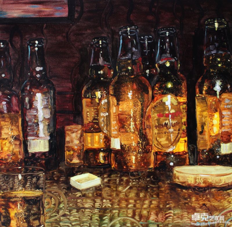 酒瓶NO.10。70乘70cm。布面油画