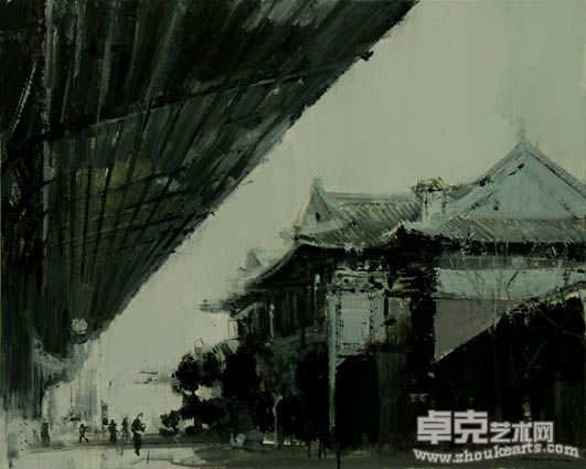 董文通油画作品《古城西安 no.2》65x81cm  2009