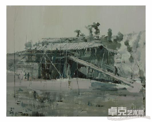 董文通作品《天公造物——永乐宫搬迁 no.2》81x65cm  2009
