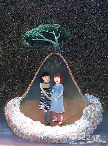 深夜里的一些安慰_65X95CM_布面油画_2011年4月 刘冰