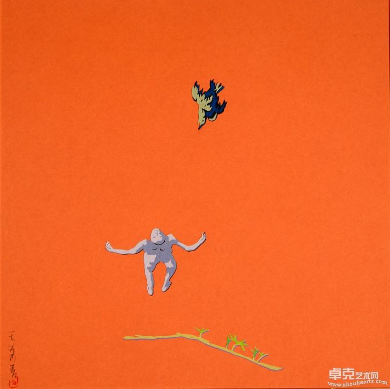 王萬春-墜 Paper-Cut  on Japan Papers 2005 40×40cm
