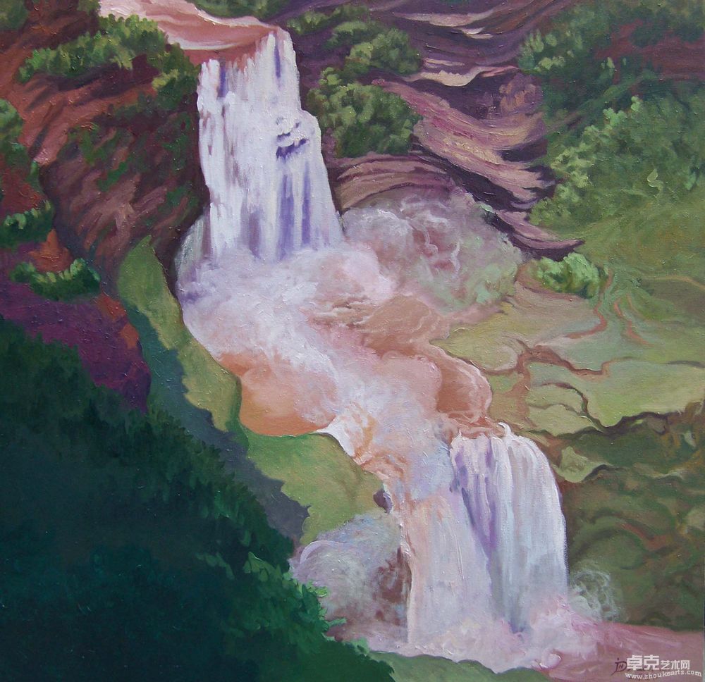 三潭瀑布100X100cm