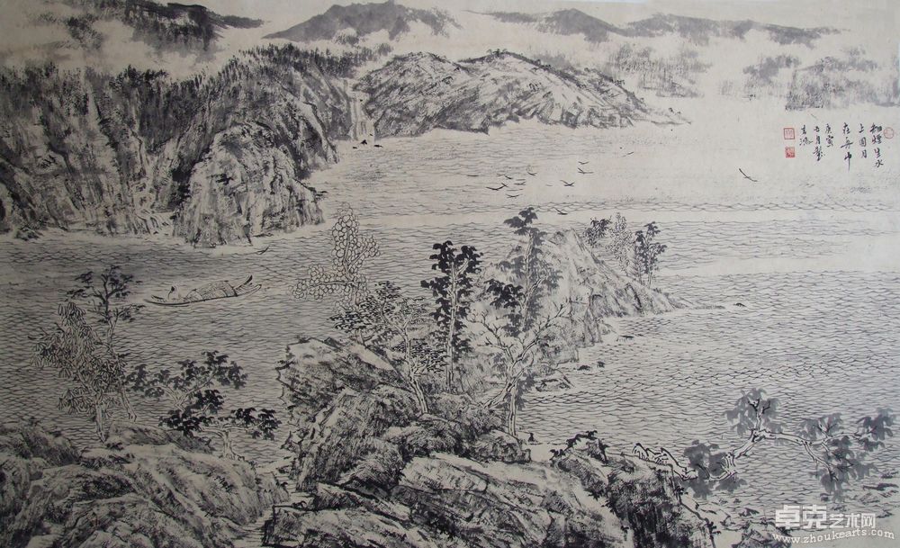 圆月在舟中67.5X115cm