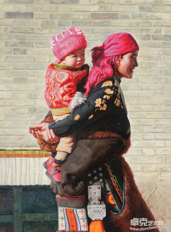 冬日里的阳光系列之母与子 120x90