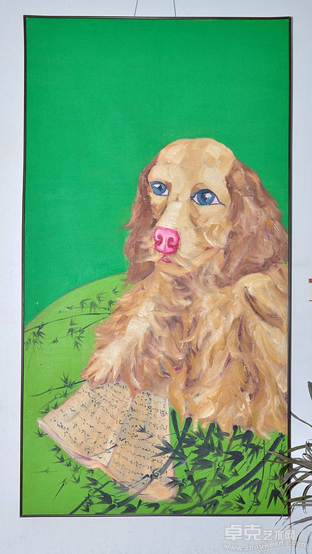 廖进良-小狗120X70cm（油画）