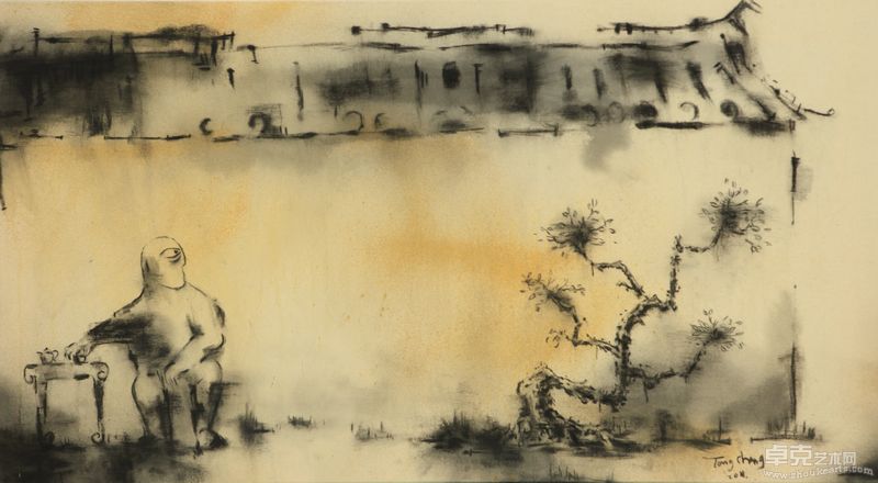 牆下 唐重 59x107 cm 混合媒材 2011