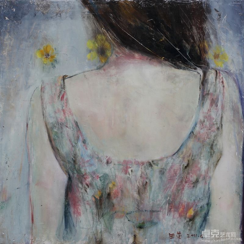 田苗 我讨厌叠被子 No.7 2011 木板油画 40x40cm