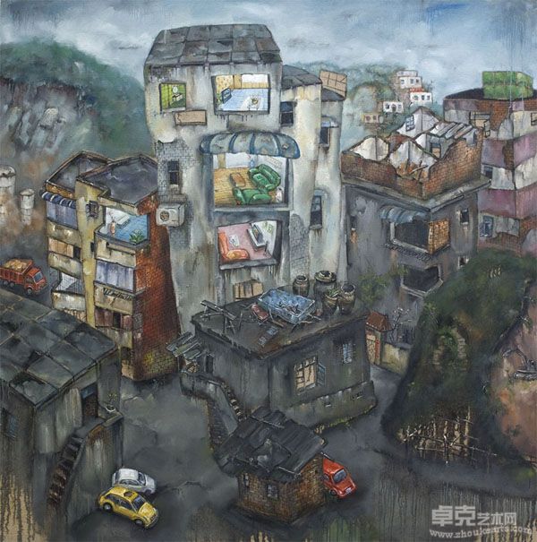 石罴 200x200cm  《消失的城市》 2011 布面油彩 拷贝