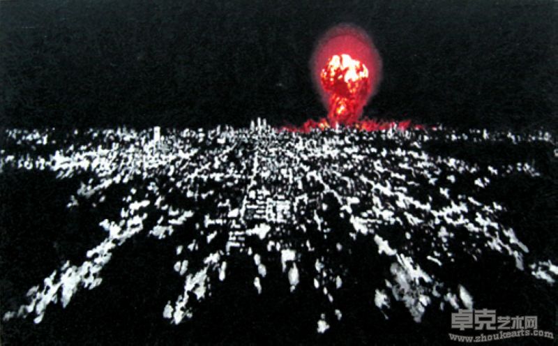 郑真蓉_红_73x117cm_Acrylic Gouache & Crystal Bead on Canvas_2011