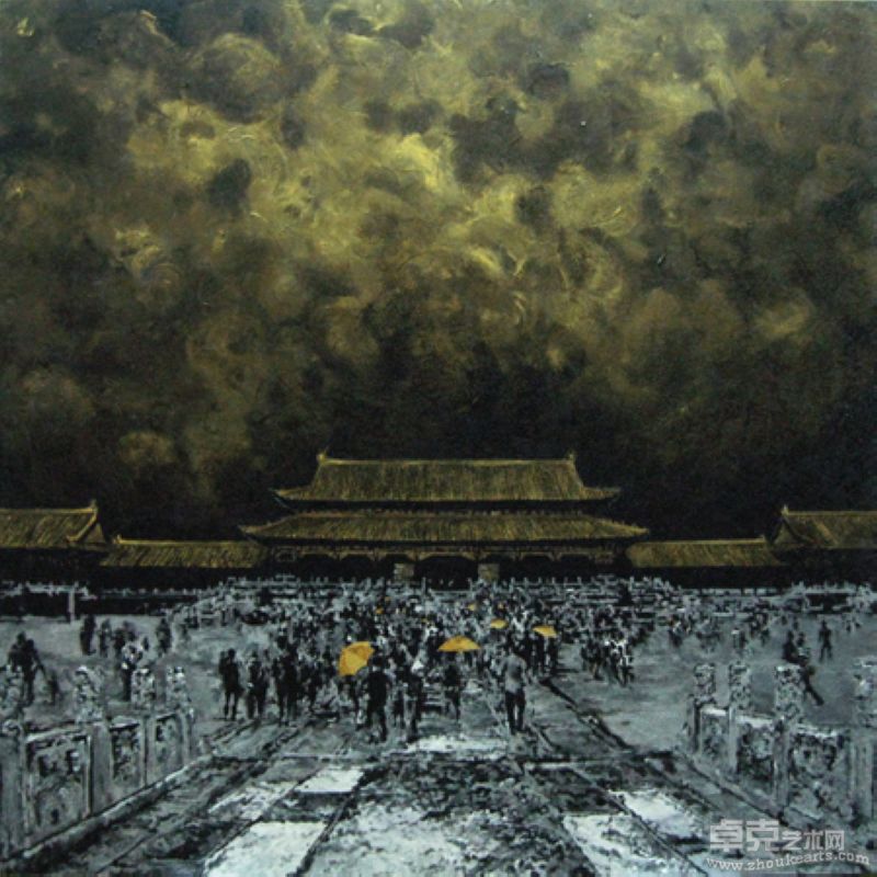 郑真蓉_王权混沌11-3_140x140cm_Acrylic Gouache & Crystal Bead on Canvas_2011