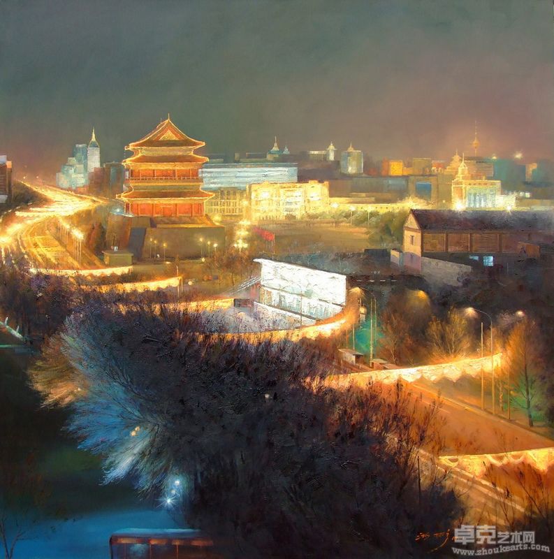 07-都市风景之前门夜色,150x150cm,2010年