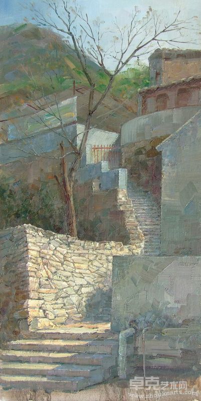 23-爨底下村写生高台阶-120x60cm,2010年