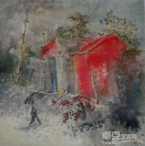 《彩墨村落》NO.1--2　尺寸：６８Ｘ６８ＣＭ