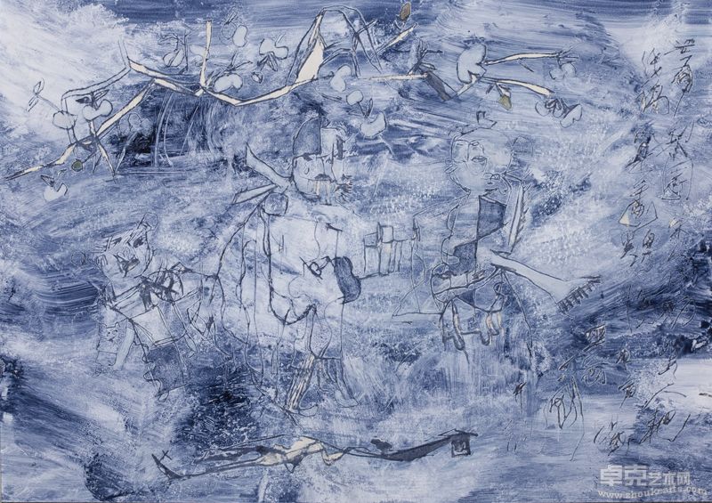 The operatic circle梨园 53 x 76 cm Paperboard  paper-cut and acrylic 纸板 刀刻 丙烯  2010