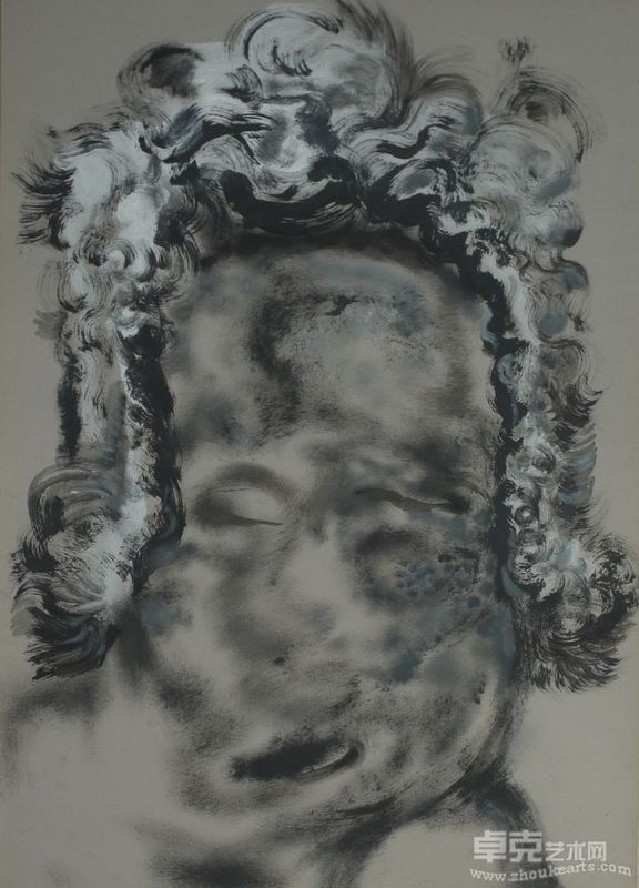 孟滨《头像系列1》 板纸综合材料 80x55cm