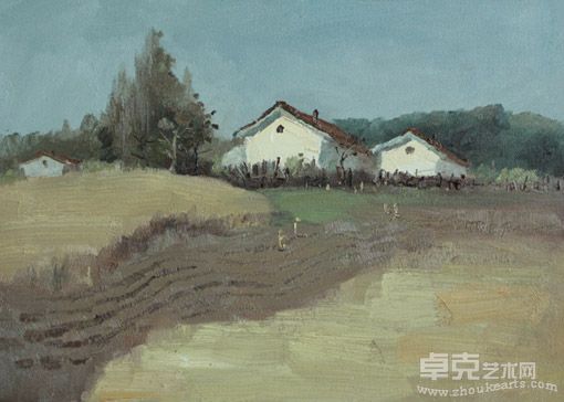 梁福海作品：宁静的村落 33×46cm 2010