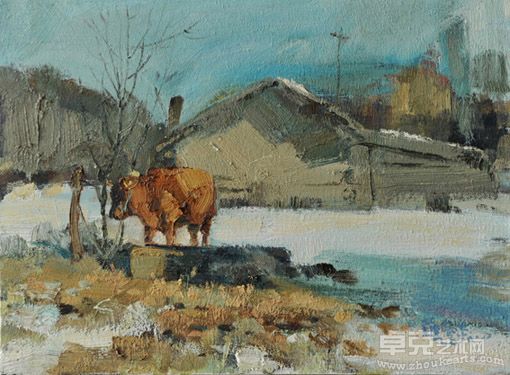 罗春杰作品：孤顶子的冬天 33×46cm
