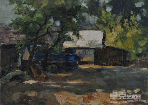罗春杰作品：绿荫人家 33×46cm 2008