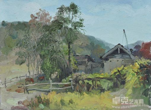 罗春杰作品：三河村头 33×46cm 2009