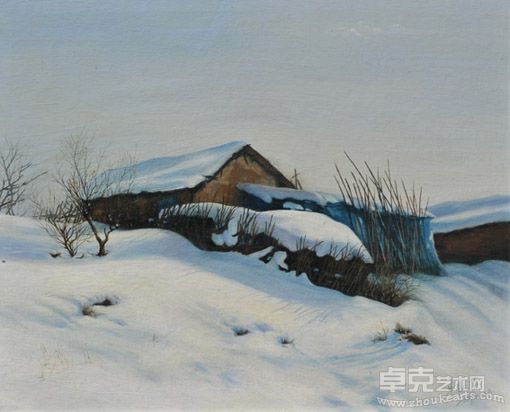 牛家播作品：沉睡的老屋  60×49cm 2010