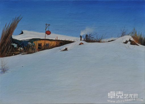 牛家播作品：雪域乡村  46x33cm  2011年