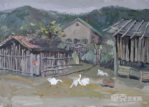 王安欣作品：李子行小院  46×33cm 2010