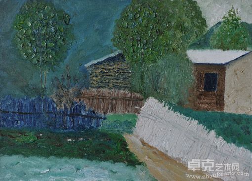 郑海艳作品：山前屋后  33×46cm 2009