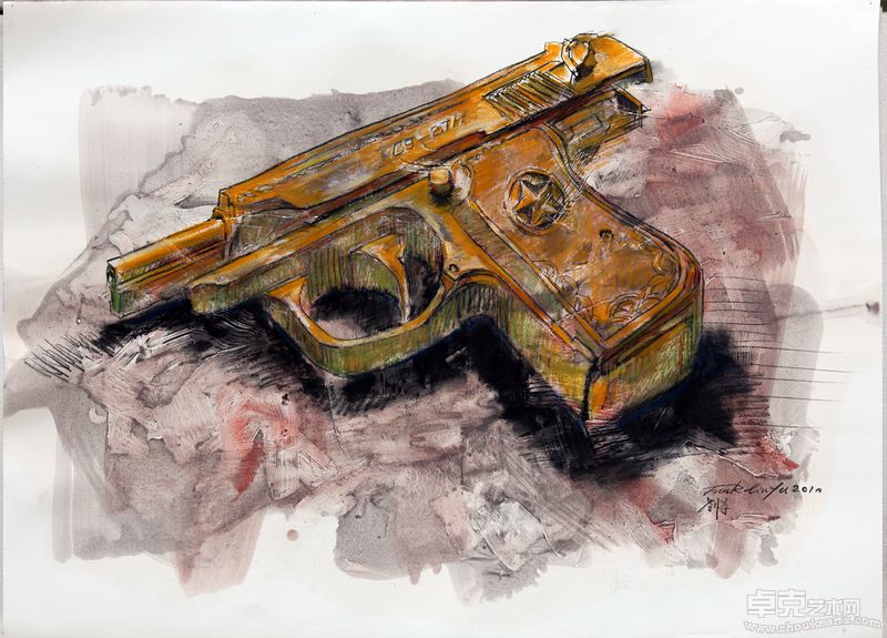 红星六九式001纸上  作品105x80cm  2010