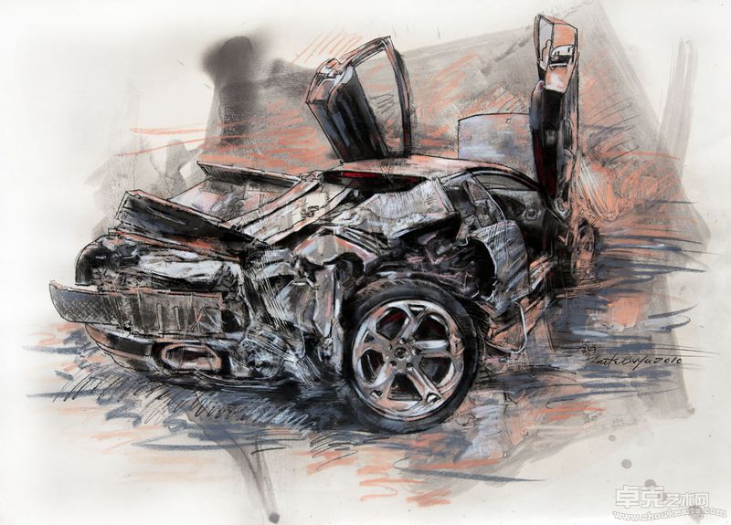 兰博基尼REVENTON  6863ab纸上  作品105x80cm  2010