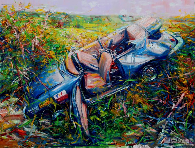 沁园 春 - 星期天早上的郊游   布面油画 250x200cm 2010