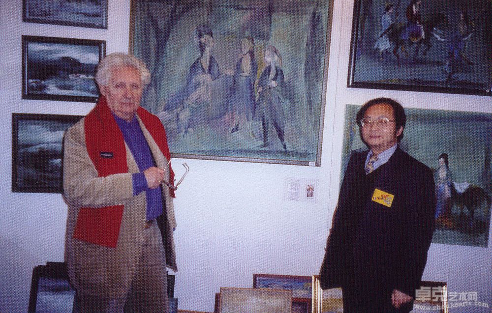 与比利时著名画家霍捷·松维勒在一起