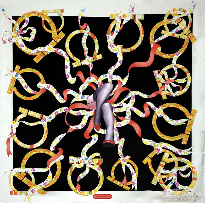 吴争艳-我的奢侈品-菲拉格慕3-85x88cm丝绸丙烯2010