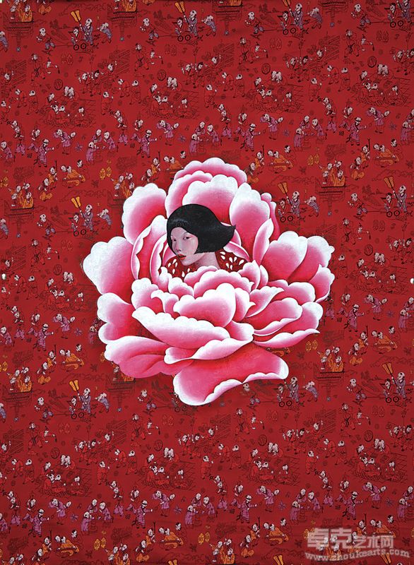 吴争艳-天使C-73.5x100cm丝绸丙烯2010